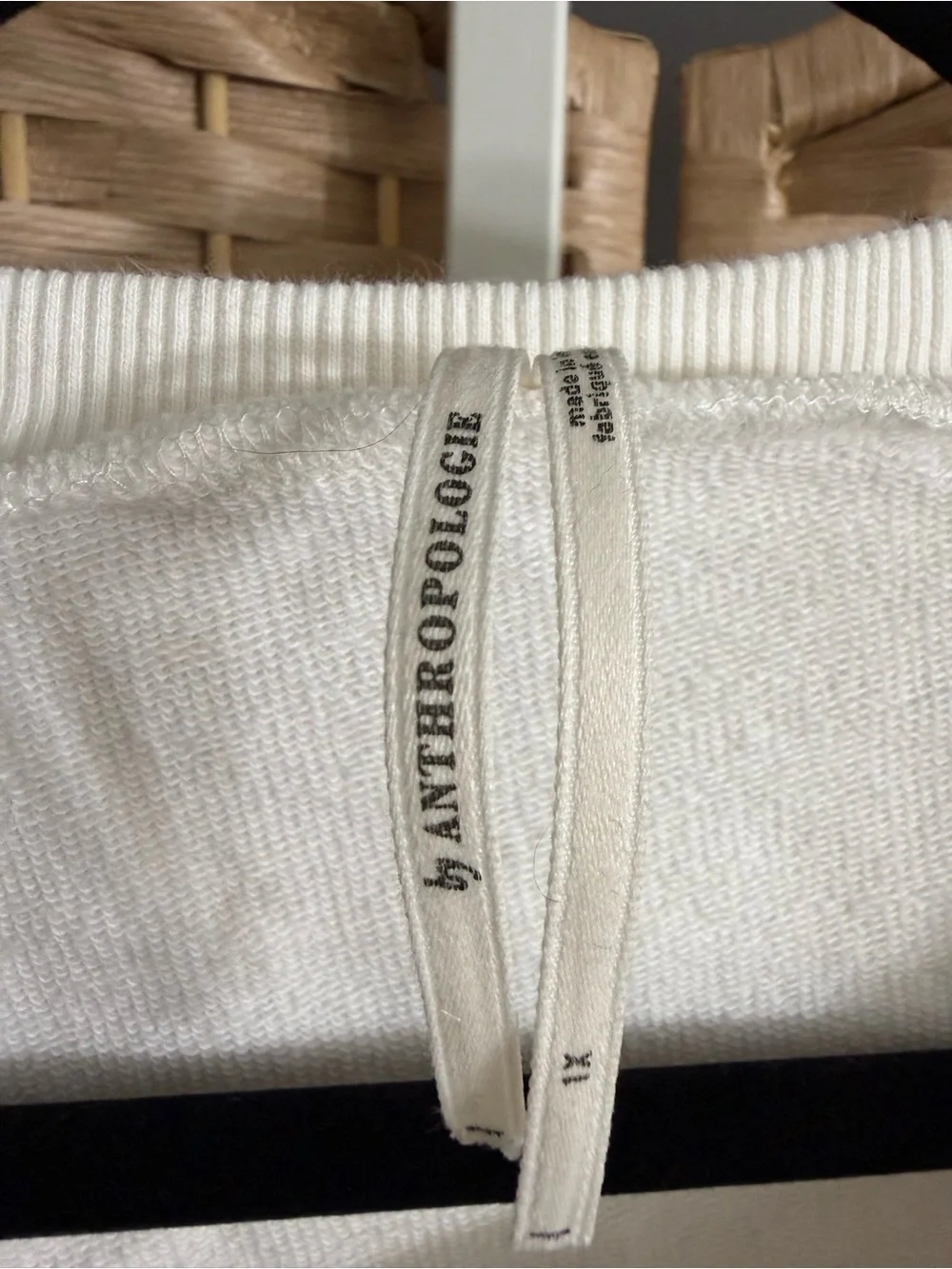 By Anthropologie Cream Lace Balloon-Sleeve Crewneck Sweatshirt Sz XL Boho